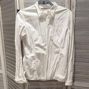 Hermes White Lightweight Button-Up Shirt Jacket